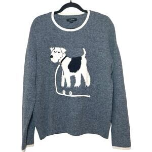 Calligraphie Women’s Dog Charm Fuzzy Sweater Gray Size Large